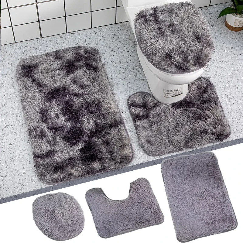 3-teiliges Badematten-Set für Badezimmer mit Toilettendeckelbezug, saugfähiger Anzug, saugfähiges dreiteiliges Toiletten-Set für Badezimmerböden in der Dusche