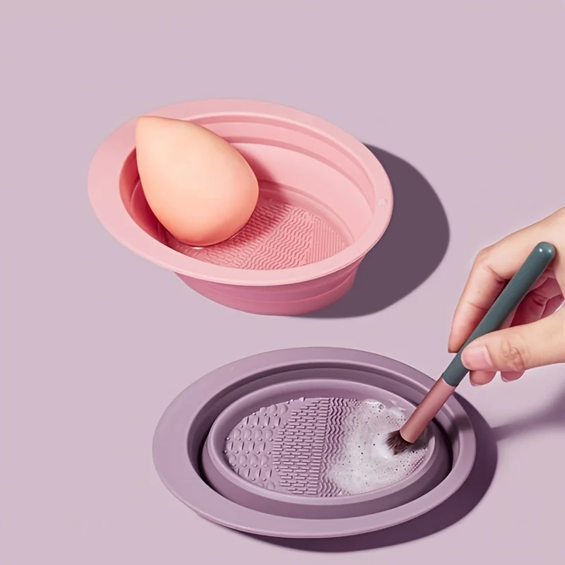 1pc Multi-funktionale Silikon Make-Up Pinsel Klapp Reinigung Schüssel Pinsel Puderquaste Schönheit Waschen Wäscher Pad Make-Up-Tools Image