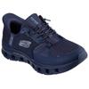 Slip-On Sneaker SKECHERS "GLIDE-STEP PRO", Damen, Gr. 35, blau (dunkelblau), Textil, sportlich, Schuhe, Slipper, Freizeitschuh mit komfortabler Heel Pillow Funktion