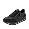 Plateausneaker REMONTE, Damen, Gr. 40, schwarz (schwarz, grau), Leder, Textil, sportlich, Schuhe, Schnürschuh, Halbschuh, Freizeitschuh mit gepolstertem Schaftrand