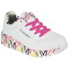 Sneaker SKECHERS "UNO LITE-LOVELY LUV", Kinder, Gr. 36, bunt (weiß, multi, 2), Lederimitat, Textil, kontrastfarbene Details, sportlich, Schuhe, Schnürschuh mit bedruckter Sohle, Größenschablone zum Download
