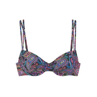 Bügel-Bikini-Top VENICE BEACH "Paislee", Damen, Gr. 40, Cup C, schwarz (schwarz bedruckt), Recycling-Polyamid, bedruckt, Paisleymuster, Bikini-Oberteile, bedruckt, verstellbare Doppelträger, herausnehmbare Softcups, Mix-Kini Image