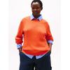 Strickpullover TOMMY HILFIGER CURVE "CRV CO CABLE FINE GG C-NK LS SWT", Damen, Gr. 54, brilliant orange, Strick, Obermaterial: 100% Baumwolle, unifarben, casual, figurbetont, Rundhals, Langarm Rippstrickbündchen, Pullover, in großen Größen, mit...