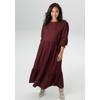 Jerseykleid ANISTON PLUS, Damen, Gr. 54, N-Gr, rot (bordeaux), Cru00eape, Obermaterial: 98% Polyester, 2% Elasthan, Strukturmuster, modisch, figurumspielend knöchelfrei, Rundhals, Smokbündchen, Kleider, in trendiger Farbpalette - NEUE KOLLEKTION