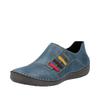 Slipper RIEKER, Damen, Gr. 41, blau (royalblau), Lederimitat, kontrastfarbene Details, sportlich, Schuhe, Schlupfschuh, Slip-on Sneaker, Halbschuh mit weicher Innensohle