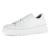 Plateausneaker GABOR, Damen, Gr. 35, silber (weiß, silberfarben), Nappaleder, kontrastfarbene Details, sportlich, Schuhe, Freizeitschuh, Halbschuh, Schnürschuh mit Kontrast-Rahmennaht