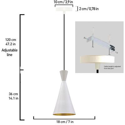 ROYALTECH Hängeleuchte Glenora, weiß, Ø 18 cm, Metall, E27 Image
