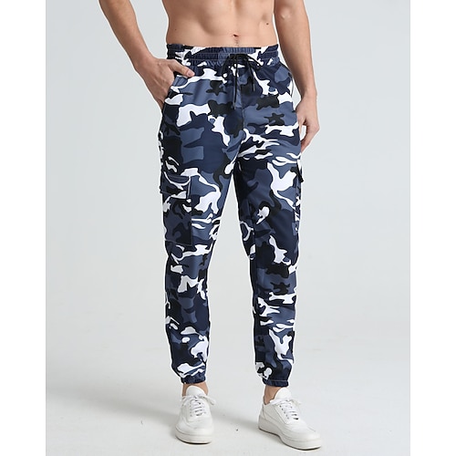 Herren Sporthose Jogginghose Hose Tasche Kordelzug Elastischer Bund Tarnung Komfort Sport im Freien Täglich Mode Lässig Rosa Rote Mikroelastisch Image