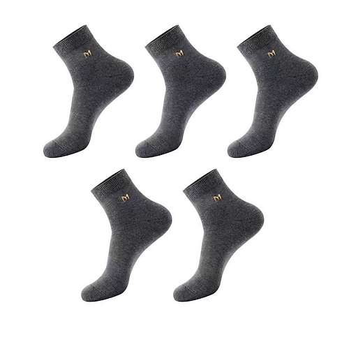 Herren 5 Paare Mehrfachpackungen Socken Crew-Socken Laufsocken Freizeitsocken Schwarz Weiß Farbe Einfarbig Urlaub Sport Outdoor Täglich Basic Mittel Frühling Herbst Mode Lässig Image