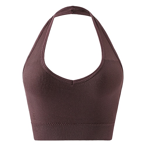 Damen Yoga-BH Sport-BH Pilates-BH BH-Top Push-Up Hosen nahtlos Antivibration Bürgellos Einfarbig Sport Sportkleidung Silber Meerblau Fitnessstudio Zumba Laufen Image