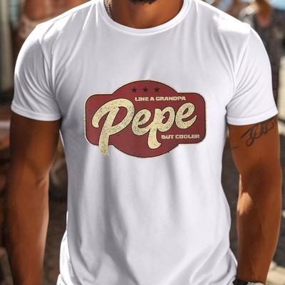 TEMU Is Like Grandpa But Cooler Men's Short-sleeve T-shirt - White Casual Graphic Print Round Neck Tee, Breathable Regular Fit Summer Top For Outdoor Activities, Medium Stretch Fabric Image