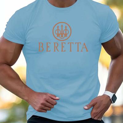 TEMU Men's Graphic T-shirt - Casual Short Sleeve Summer Tee With Intricate Design, Breathable Fabric For & Casual Attire, Outdoor Sports Shirt | Round Neckline Shirt | Durable Casualwear Image