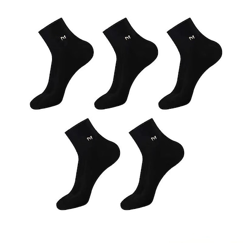 Herren 5 Paare Mehrfachpackungen Socken Crew-Socken Laufsocken Freizeitsocken Schwarz Weiß Farbe Einfarbig Urlaub Sport Outdoor Täglich Basic Mittel Frühling Herbst Mode Lässig Image