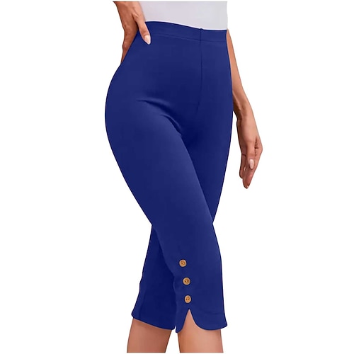 Damen Caprihose Leggings Gemütliche Leggings Streetwear Lässig Wadenlang Natürliche Taille Einfach Elastischer Bund Bequem Außenbereich Outdoor Athleisure Ferien Kamel Wein Grau Schwarz Sommer Image