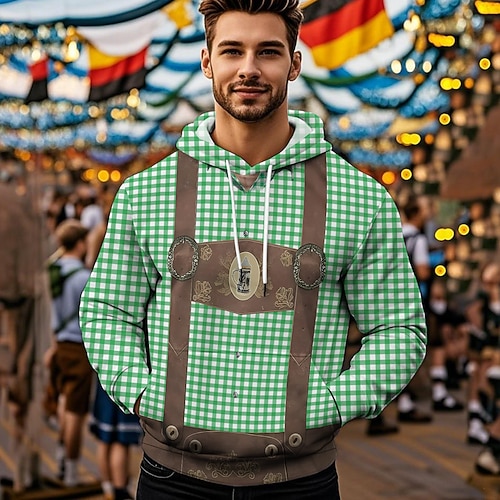 Kapuzensweatshirt Druck Lässig Bayerisch Bischofsärmel Fronttasche Grafik für Herren Erwachsene 3D-Druck für Karneval Oktoberfestbier Urlaub Party Image