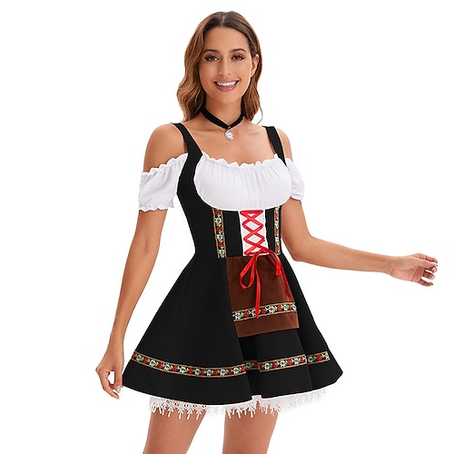 Oktoberfest Kleid Dirndl Dienstmädchen Bayerisch Deutsch München Wiesn Damen Party Bier Festival Stoff im traditionellen Stil Image