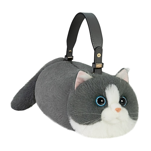 Simuliertes Tier-Plüschspielzeug Katzen-Handtasche Handtasche Puppen-Spielzeug dreifarbige Plüschspielzeug Weihnachtsgeschenk Image