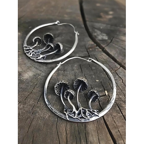 Vintage-Pilz-Creolen für Damen – Statement-Schmuck aus Legierung mit waldinspiriertem Design, ideal für Naturliebhaber, Festivals und Boho-Outfits Image