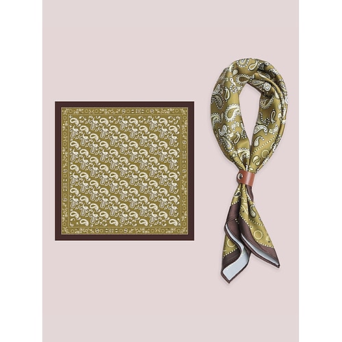 Herren-Halstuch mit Paisley-Muster und quadratischem Halsausschnitt und Lederschnalle, Polyester-Bandana im Vintage-Stil für Outdoor-Reisen, Partys und den Alltag Image