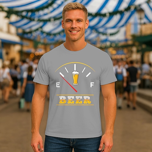 Bayerisch München Deutsch T-Shirt Ärmel T-Shirt Lederhosen T-Shirt Match Bier Grafik für Herren Erwachsene Heißprägen für Karneval Oktoberfestbier Party Image