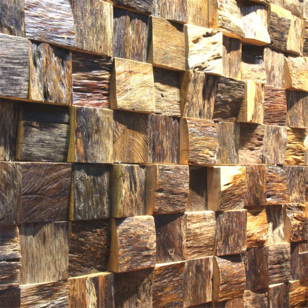 Verwitterte alte Schiff Holz Mosaik Fliesen Hintergrund Wand Holz Hause Dekoration Fliesen Wand Aufkleber Dekorative Massivholz Mosaik