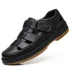 Fashion Casual Shallow Cow Leather Shoes for Men Spring Summer Designer Sandals Male Non-slip Breathable Solid Color Shoes Man