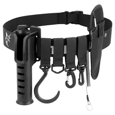 SAN LIKE Adjustable Fishing Rod Holster Waist Wading Belts for Men Nylon Wader Fishing Waist Belt with Portable Pole Inserter Wa