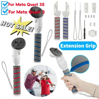 Controller Grip For Meta Quest 3S/Quest 3 Accessories Long Arms Handle Playing Badminton Beat Saber Enhance VR Gaming Attachment