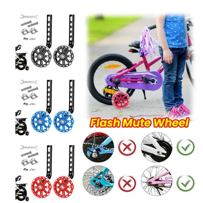 Flash Mute Training Wheels Kinderfahrrad-Trainingsräder Flash Mute Wheel Fahrradstabilisator, montiertes Kit für Kinder-Trainingsfahrräder