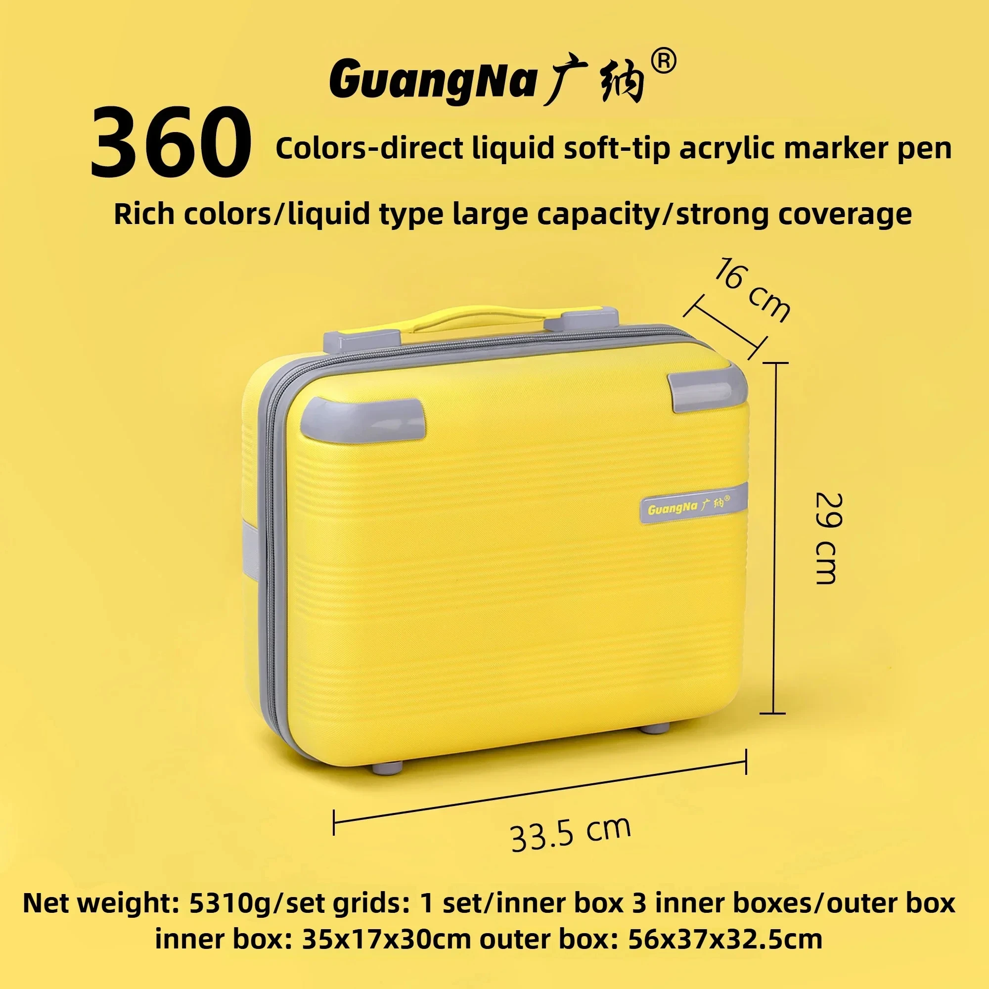 GUANGNA 12/360 Farben Acryl-Markierungsstift für Felsmalerei, Pinselspitze, Farbmarker, Weihnachtsmarker, wasserfest, Kunstbedarf Image