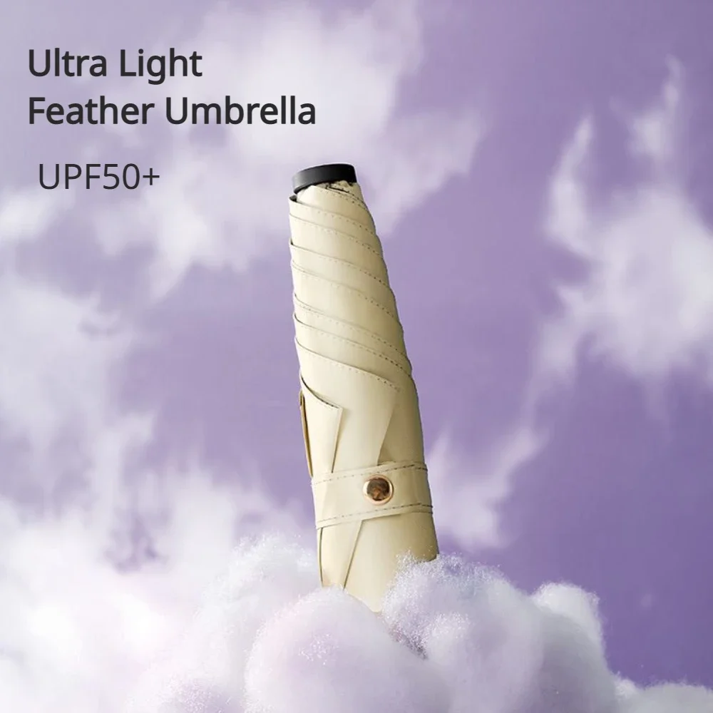 Mini-Sonnenschirm, ultraleicht, tragbar, 6 Knochen, faltbar, superleichter Regenschirm, UV-beständig und praktische, winddichte Regenschirme Image