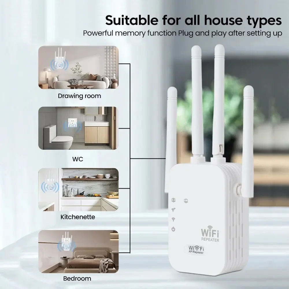 Long Range WiFi Extender 300M Wireless Signal Repeater Netzwerk Internet Booster EU Stecker für verbesserte Home Office WiFi Abdeckung Image