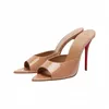 2023 S/S Euro-Chic Damen-Pantent-Slide-Pantoletten – Peep-Toe-Stiletto und minimalistischen Trägern, schicke Nachtclub-Schuhe für den Sommer