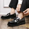 Männer Leder Dicken Sohlen Loafer Marke Kleid Schuhe Atmungsaktive Slip-On Solide Business Formale Casual Schuhe Handgemachte Designer Schuhe