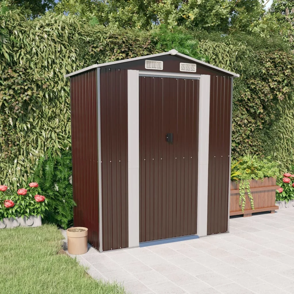 Abri de jardin marron foncé 192x108x223cm, en acier galvanisé, décoration de jardin extérieur, salle d'outils de rangement extérieure