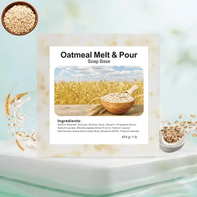 454g/908g Oatmeal Soap Base Melt and Pour, SLS and SLES Free, Easy to Melt and Use Glycerin Soap Base for Soap Making