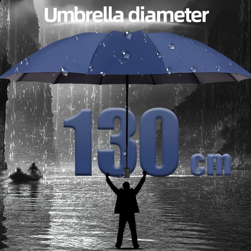 Supergroßer 130 cm großer, faltbarer Business-Regenschirm für Herren, winddicht, stark, wasserdicht, sonnenbeständig, UV-Schutz, große Regenschirme Image
