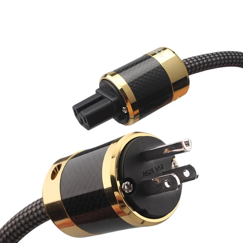 Audiophiles HiFi-Audio-Stromkabel, 6 N, reines Silber, AC-Netzkabel, rotes Kupfer, rhodiniert, EU- und US-Stecker Image