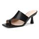 Renessmi Stiletto Heel Wide Fit Mules Slip On Women Slippers Open Square Toe Fashion Outdoor Slingback High Heel Footwear Black Size 10 UK-47 CN