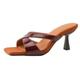 Renessmi Stiletto Heel Wide Fit Mules Slip On Women Slippers Open Square Toe Fashion Outdoor Slingback High Heel Footwear Claret Size 9 UK-45 CN