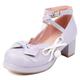 Klarmar Women Mary Jane Court Shoes Strappy Block Heels Round Toe Ankle Strap Bows Mid Heels Party Purple Size 6 UK/40/25CM