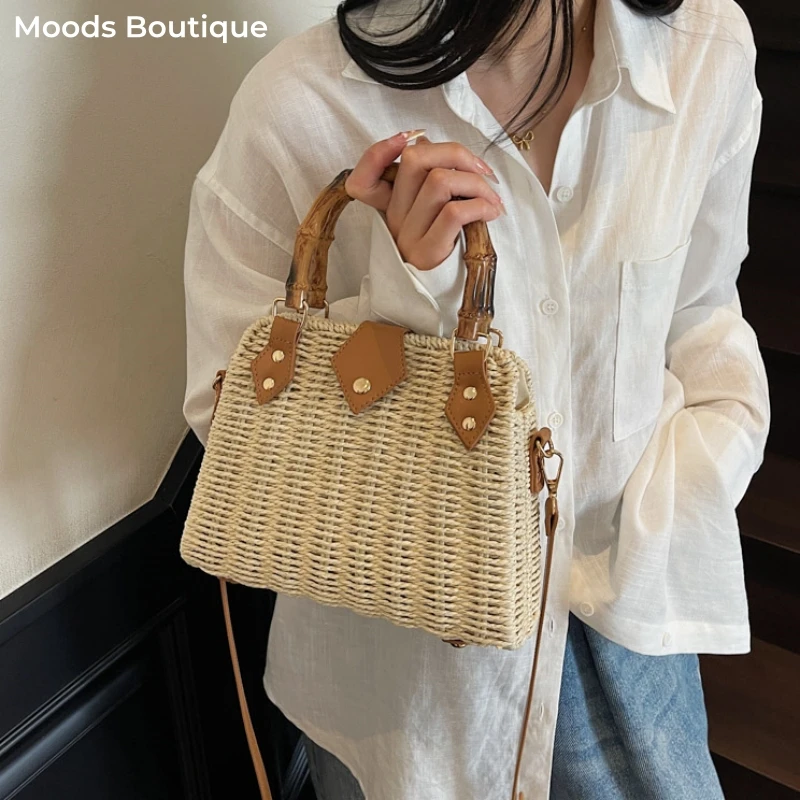 borse luxury firmate borsa lusso brand marca Borse da spiaggia estive in paglia con manico superiore per donna Borsa a tracolla a tracolla con design intrecciato in rattan 2025 Nuove borse firmate di
