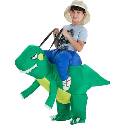 Aufblasbares Dinosaurier-Kostüm für Kinder ab 3 Jahren und Erwachsene, aufblasbarer lustiger Overall, Party, Halloween, Weihnachten, Urlaub, Cosplay Image