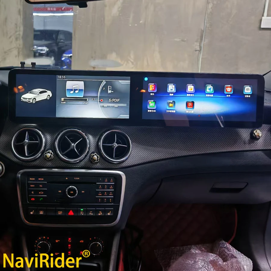 Für Mercedes Benz A-Klasse CLA GLA X156 2013-2018 Upgrade Dual Screen Auto Radio Multimedia Player Carplay Navigation headUnit GPS Image