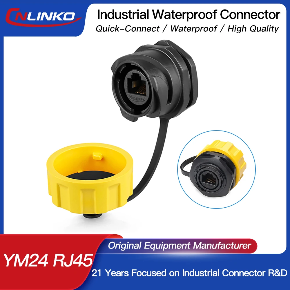CNLINKO YM24 Wasserdicht IP68 Power Lade Daten Stecker Weibliche Buchsen RJ45/USB/HDMI 2,0 Fiber Optic Steckdosen Schnelle übertragung Image