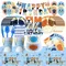 Mädchen Geburtstag Party Dekorationen Blau Party Luftballons Banner Pappteller Tassen Kuchen Topper Party Supplies Set Für Kinder Geburtstag