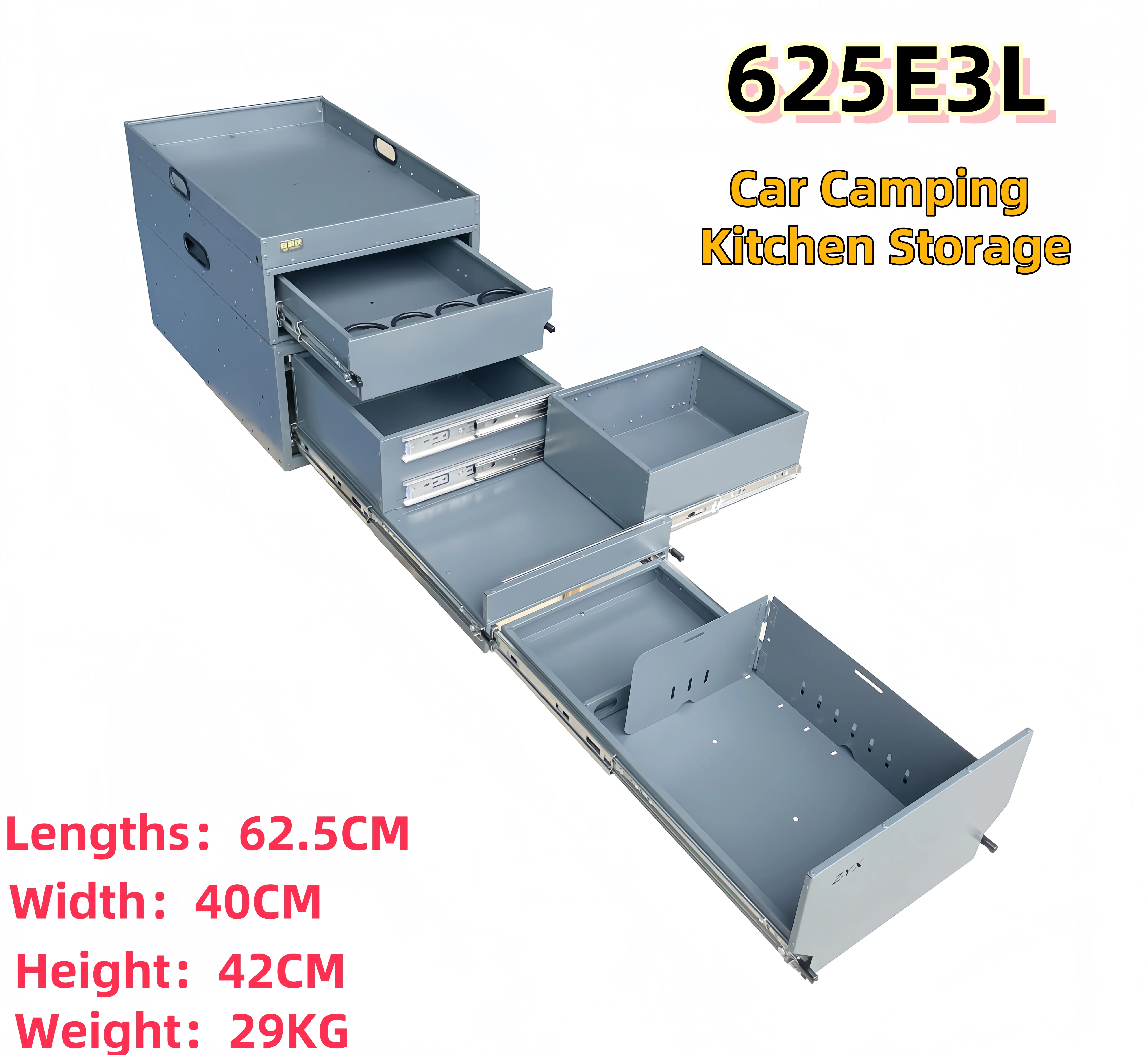 Auto montiert Küche Camping Box Küche Lagerung Box Kofferraum Teleskop Edelstahl Küche Box dreischichtige SUV Organizer