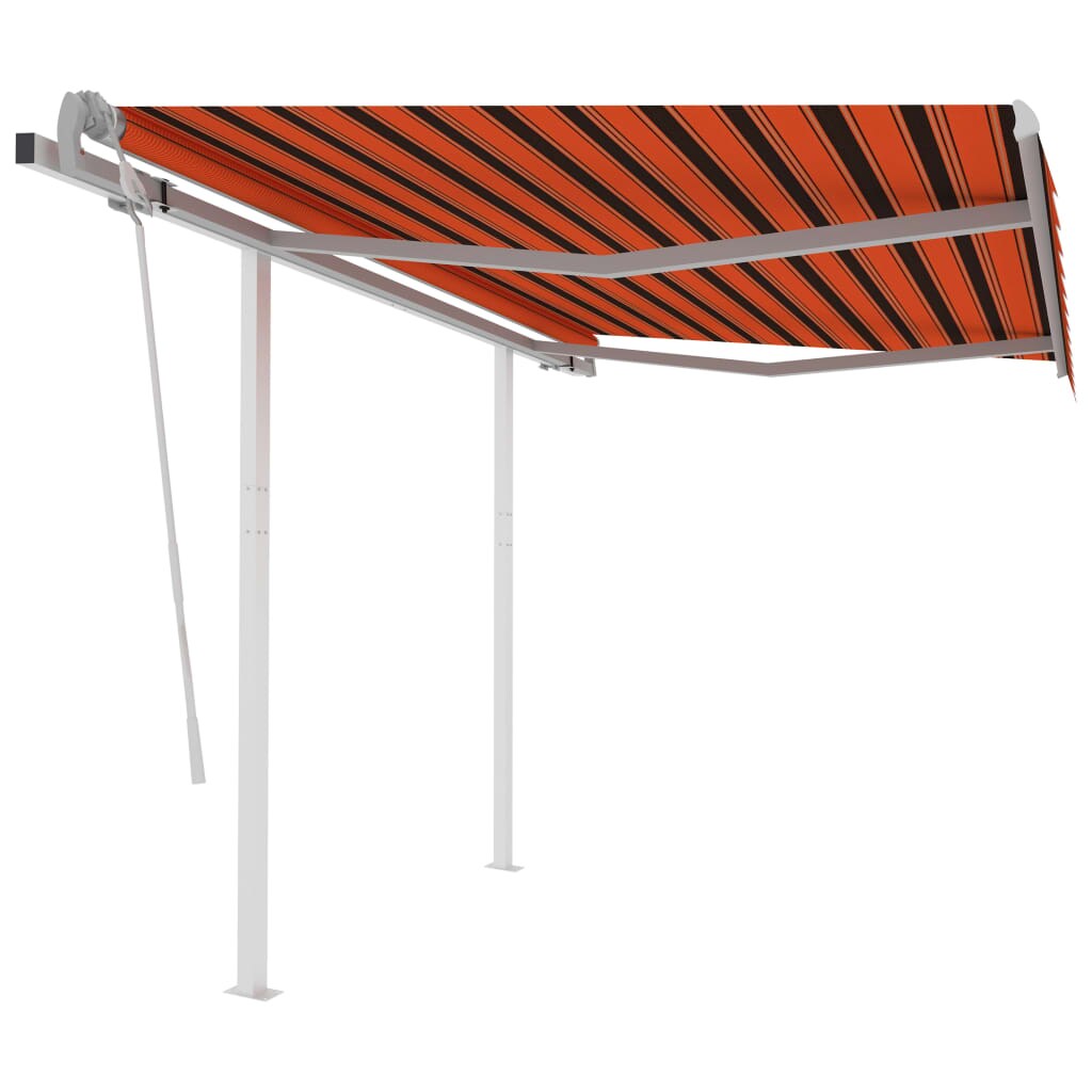 vidaXL Markise Manuell Einziehbar mit Pfosten 3,5x2,5 m Orange & Braun Image