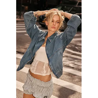 We The Free Birdie Denim Jacket at Free People in Blue Jay Wash, Size: XL