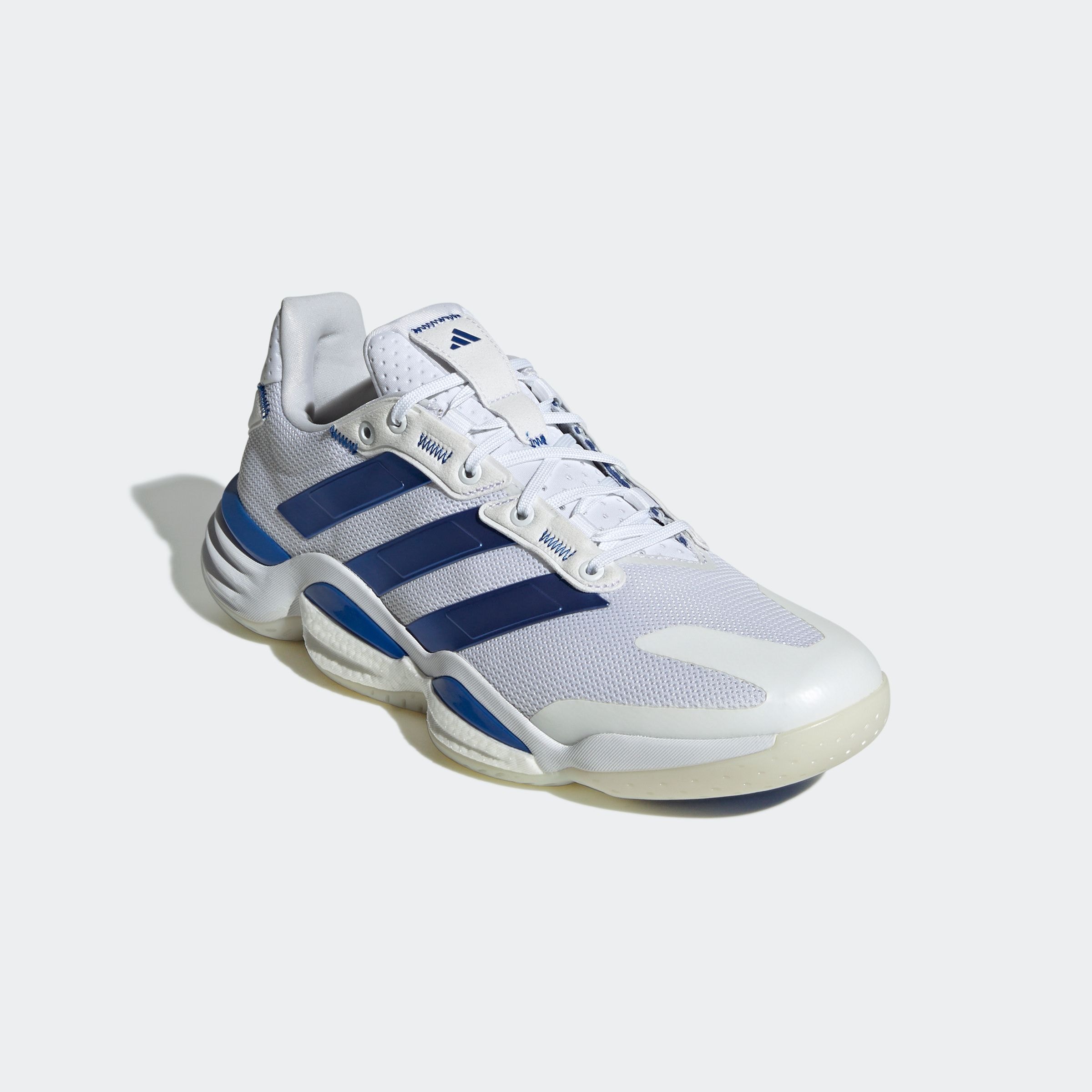 Hallenschuh ADIDAS PERFORMANCE "STABIL 16 INDOOR", Damen, Gr. 43, weiß (cloud weiß, royal blau, royal blau), Synthetik, Textil, Schuhe Hallenschuh